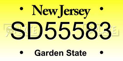 SD55583 New Jersey License Plate