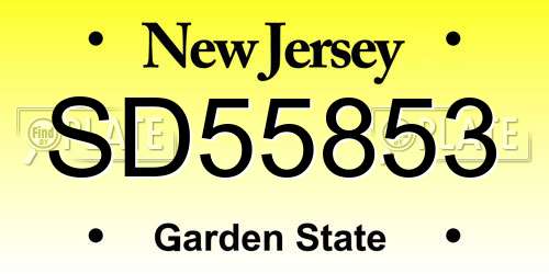 SD55853 New Jersey License Plate