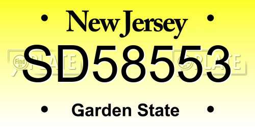SD58553 New Jersey License Plate
