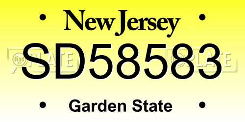 SD58583 New Jersey License Plate