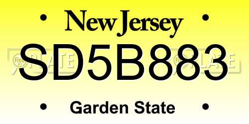 SD5B883 New Jersey License Plate