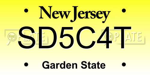 SD5C4T New Jersey License Plate