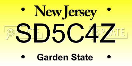 SD5C4Z New Jersey License Plate