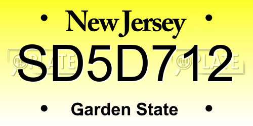 SD5D712 New Jersey License Plate