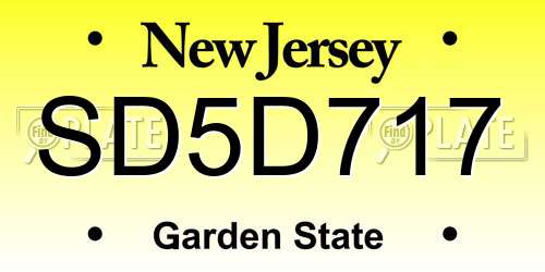 SD5D717 New Jersey License Plate