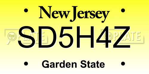 SD5H4Z New Jersey License Plate