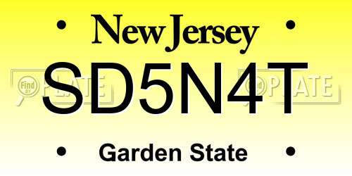 SD5N4T New Jersey License Plate