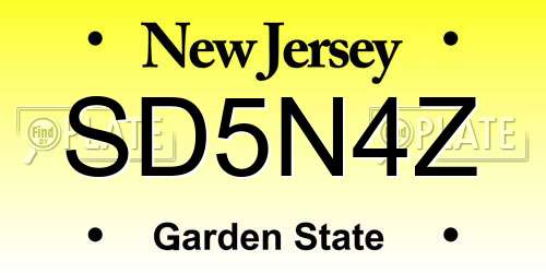 SD5N4Z New Jersey License Plate