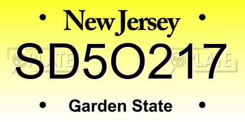 SD5O217 New Jersey License Plate
