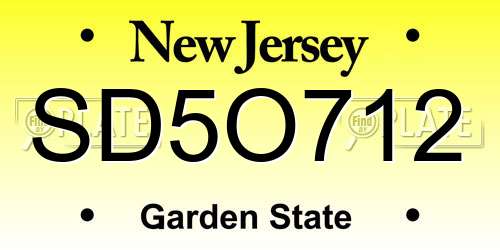 SD5O712 New Jersey License Plate