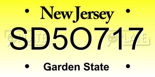 SD5O717 New Jersey License Plate