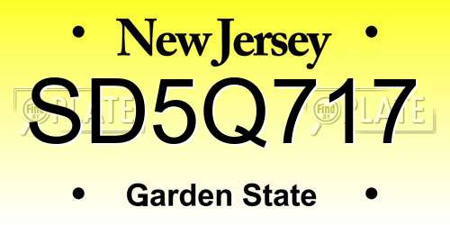 SD5Q717 New Jersey License Plate