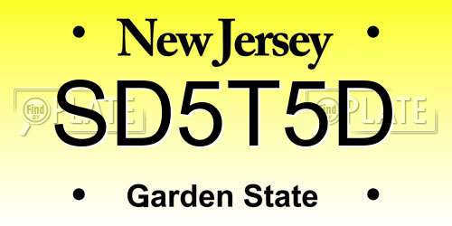 SD5T5D New Jersey License Plate