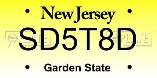 SD5T8D New Jersey License Plate