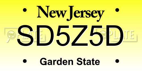 SD5Z5D New Jersey License Plate