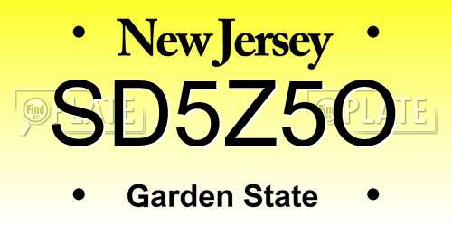 SD5Z5O New Jersey License Plate