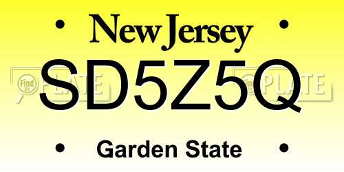 SD5Z5Q New Jersey License Plate