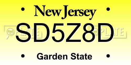 SD5Z8D New Jersey License Plate