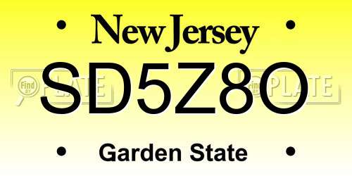 SD5Z8O New Jersey License Plate