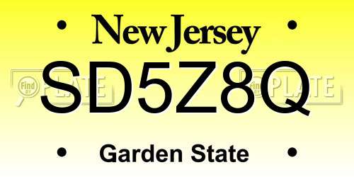 SD5Z8Q New Jersey License Plate