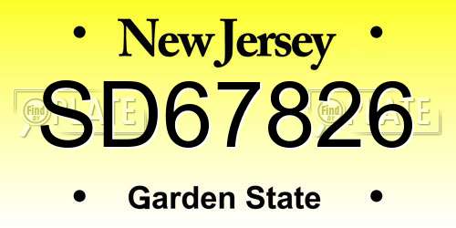 SD67826 New Jersey License Plate