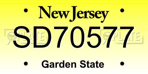 SD70577 New Jersey License Plate