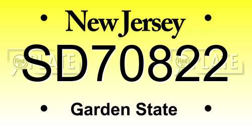 SD70822 New Jersey License Plate