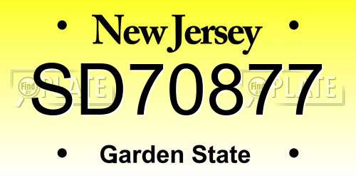 SD70877 New Jersey License Plate
