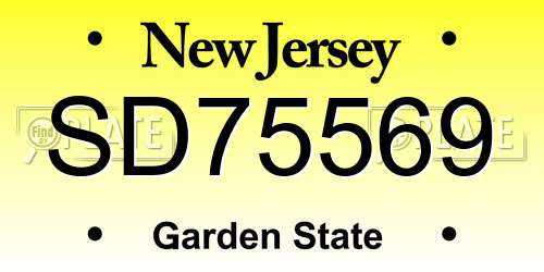 SD75569 New Jersey License Plate