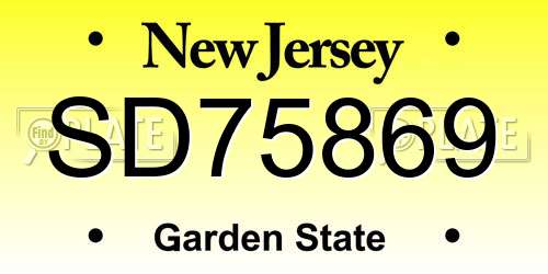 SD75869 New Jersey License Plate