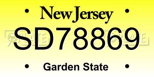 SD78869 New Jersey License Plate