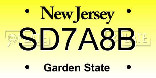 SD7A8B New Jersey License Plate