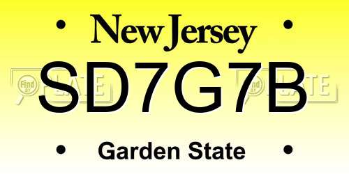 SD7G7B New Jersey License Plate