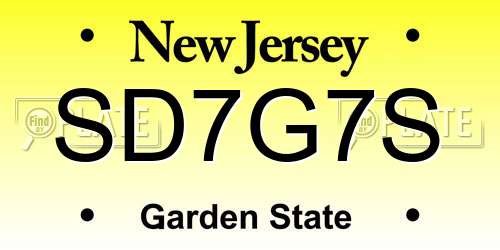 SD7G7S New Jersey License Plate