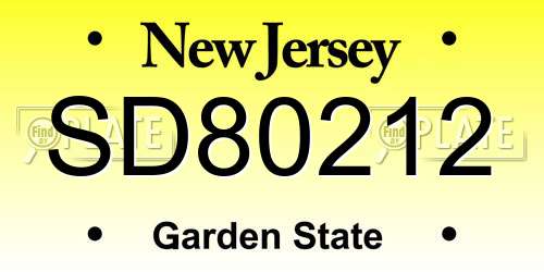 SD80212 New Jersey License Plate