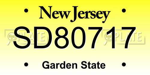 SD80717 New Jersey License Plate