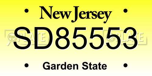 SD85553 New Jersey License Plate