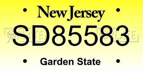 SD85583 New Jersey License Plate