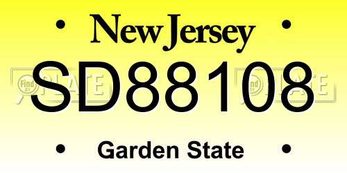 SD88108 New Jersey License Plate