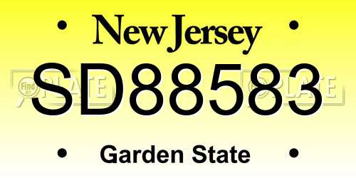 SD88583 New Jersey License Plate