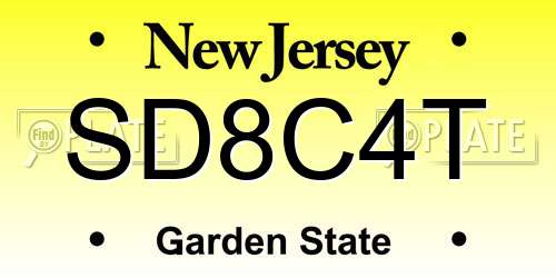 SD8C4T New Jersey License Plate