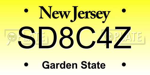 SD8C4Z New Jersey License Plate