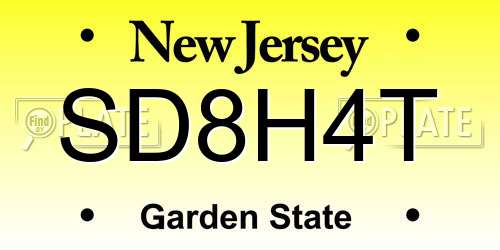 SD8H4T New Jersey License Plate