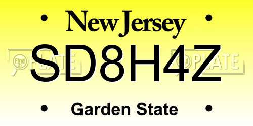 SD8H4Z New Jersey License Plate