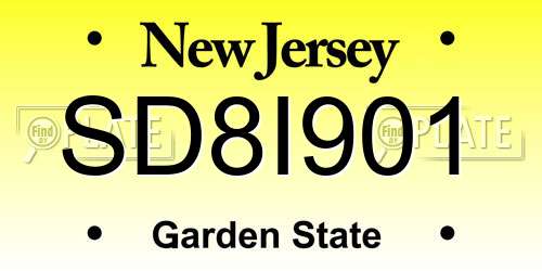 SD8I901 New Jersey License Plate