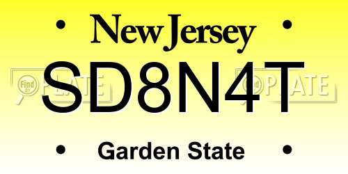 SD8N4T New Jersey License Plate