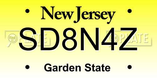 SD8N4Z New Jersey License Plate