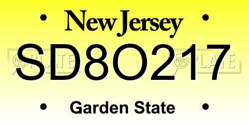 SD8O217 New Jersey License Plate