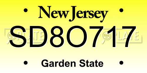 SD8O717 New Jersey License Plate
