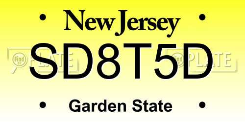 SD8T5D New Jersey License Plate